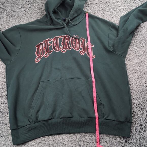 Detroit Michigan Hoodie Adult Extra Large Green Destination Sweatshirt Chore - Picture 4 of 7